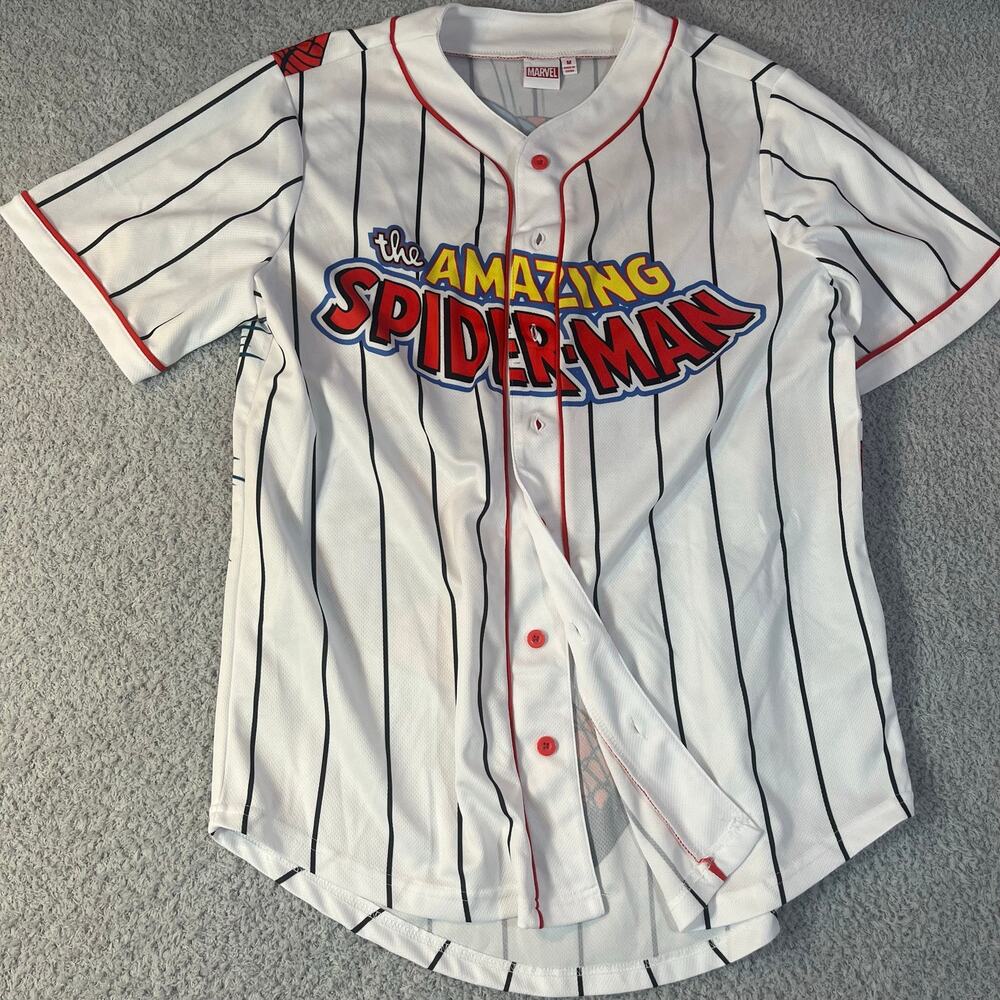 Marvel Spider man button down graphic shirt men’s size medium preowned excellent